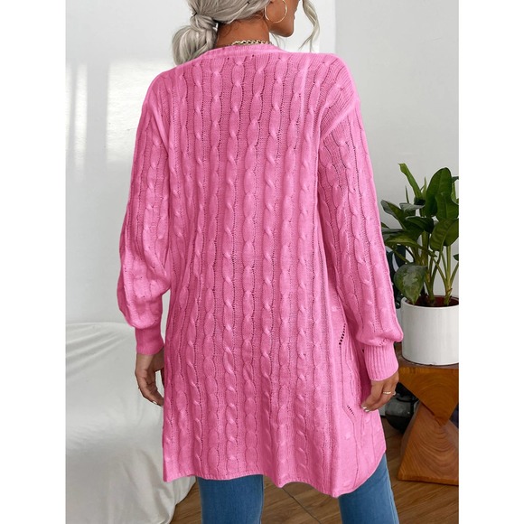 Cable Knit Drop Shoulder Duster Cardigan sweater white - Picture 7 of 11